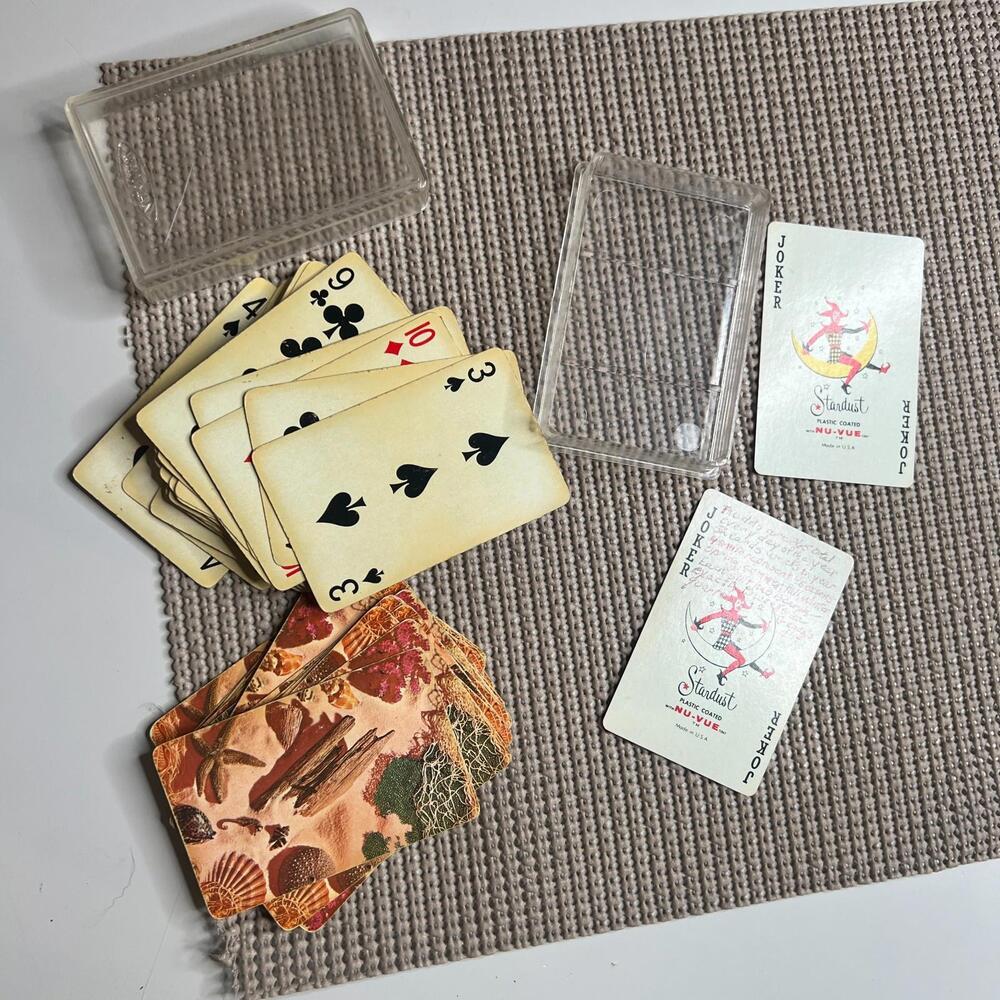 Vintage Stardust NU-VUE Playing Cards‎ Beach Shells Design Plastic Coated USA